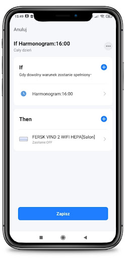 Tworzenie własnego harmonogramu pracy dla Fersk Vind 2 WIFI HEPA